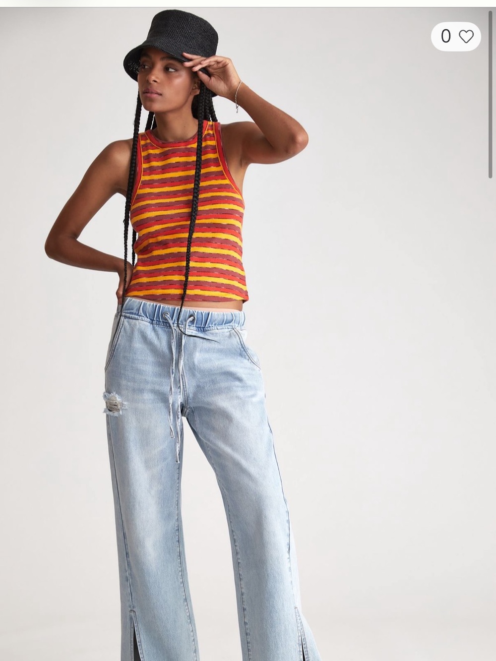 Anthropologie Ribbed Racer Tank Red Pattern Stripe Orange Fall Sz XL NEW